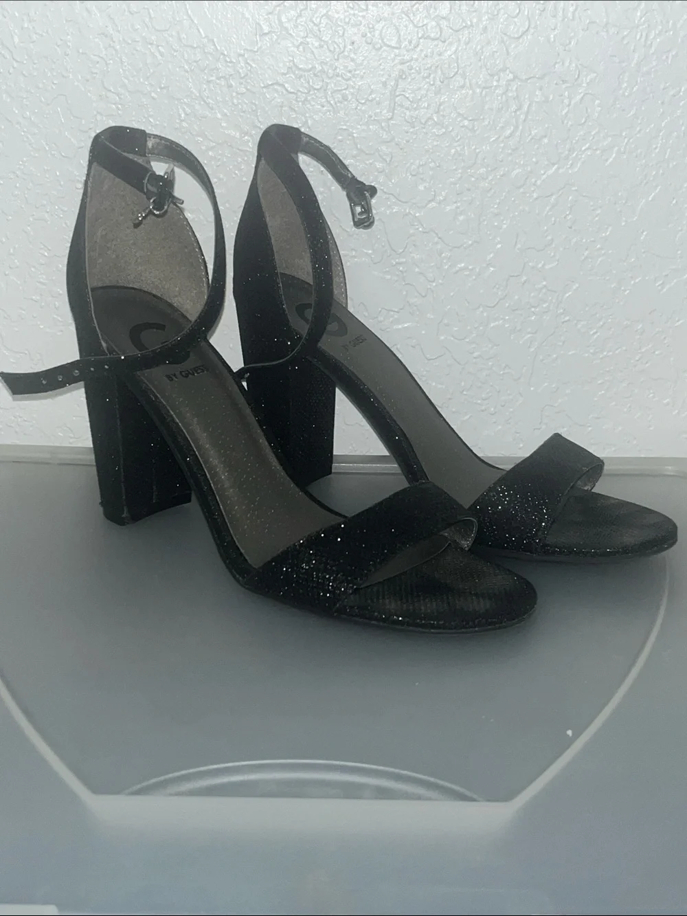 G by Guess Black Glittery Heels